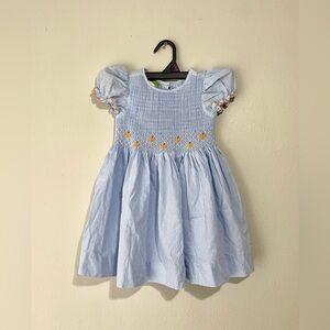 Classic Whimsy Smocked Gingham Fruit Bishop Blue Dress Girl's Size 4T